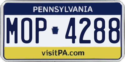 PA license plate MOP4288
