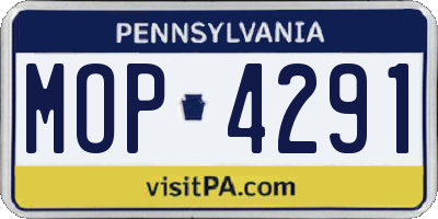 PA license plate MOP4291