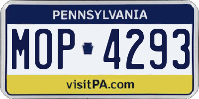 PA license plate MOP4293
