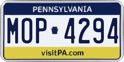 PA license plate MOP4294