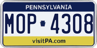 PA license plate MOP4308