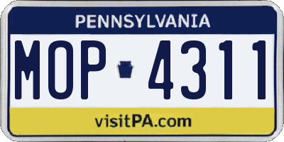 PA license plate MOP4311