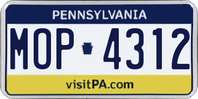 PA license plate MOP4312
