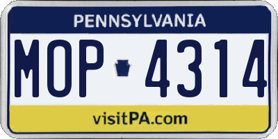 PA license plate MOP4314