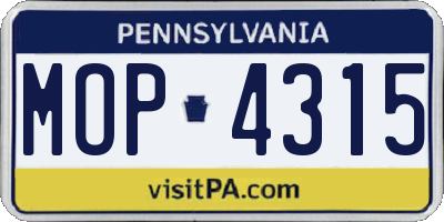 PA license plate MOP4315