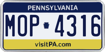 PA license plate MOP4316