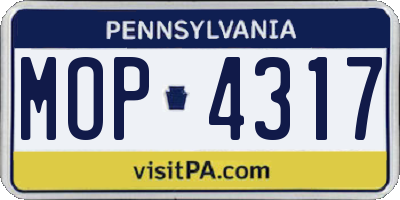 PA license plate MOP4317