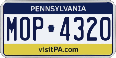 PA license plate MOP4320