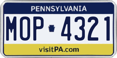 PA license plate MOP4321