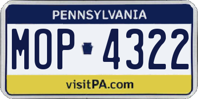 PA license plate MOP4322