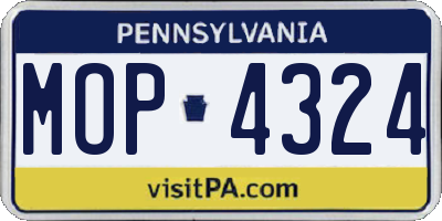 PA license plate MOP4324