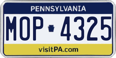 PA license plate MOP4325