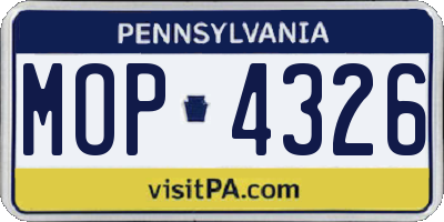PA license plate MOP4326
