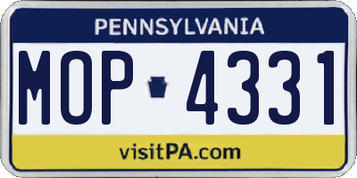 PA license plate MOP4331