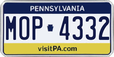 PA license plate MOP4332