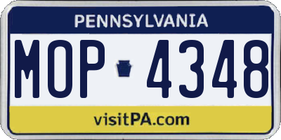 PA license plate MOP4348