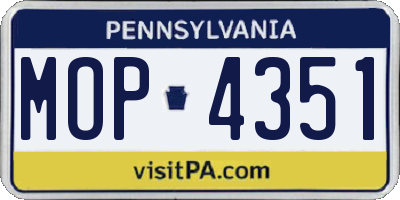 PA license plate MOP4351