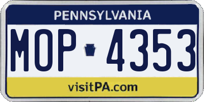 PA license plate MOP4353