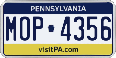 PA license plate MOP4356