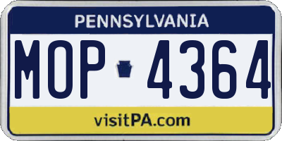 PA license plate MOP4364