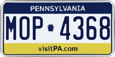 PA license plate MOP4368