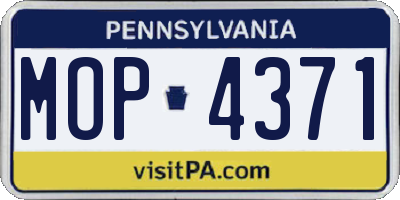 PA license plate MOP4371