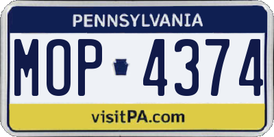 PA license plate MOP4374