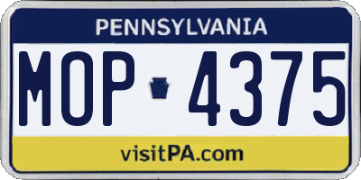 PA license plate MOP4375