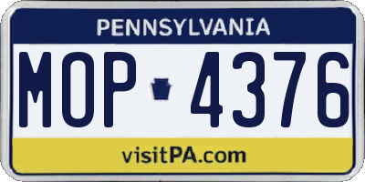 PA license plate MOP4376