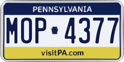 PA license plate MOP4377