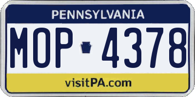 PA license plate MOP4378