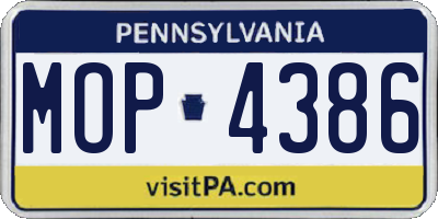 PA license plate MOP4386