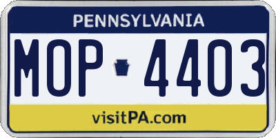 PA license plate MOP4403
