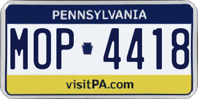 PA license plate MOP4418