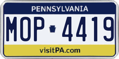 PA license plate MOP4419