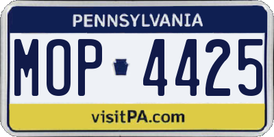 PA license plate MOP4425