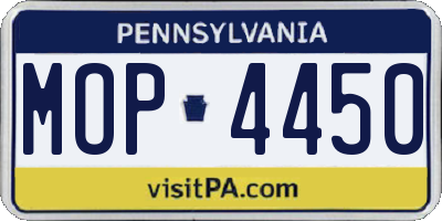 PA license plate MOP4450