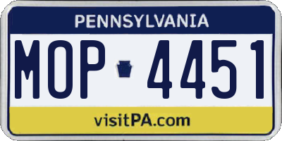 PA license plate MOP4451