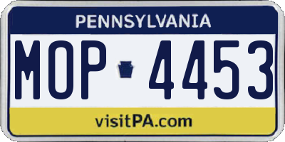 PA license plate MOP4453