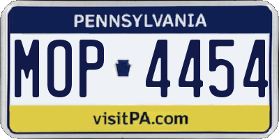 PA license plate MOP4454