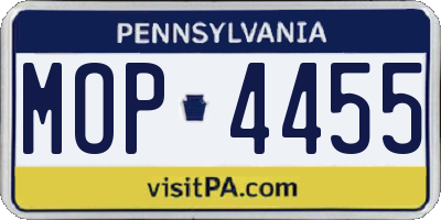 PA license plate MOP4455