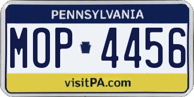 PA license plate MOP4456