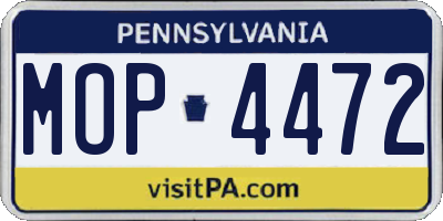 PA license plate MOP4472
