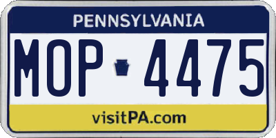 PA license plate MOP4475