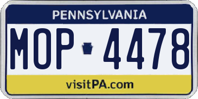 PA license plate MOP4478