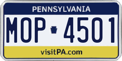 PA license plate MOP4501