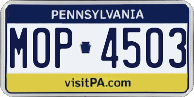 PA license plate MOP4503