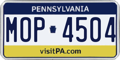 PA license plate MOP4504