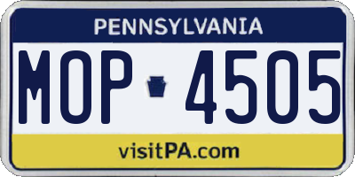 PA license plate MOP4505
