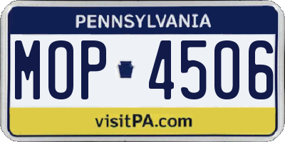 PA license plate MOP4506